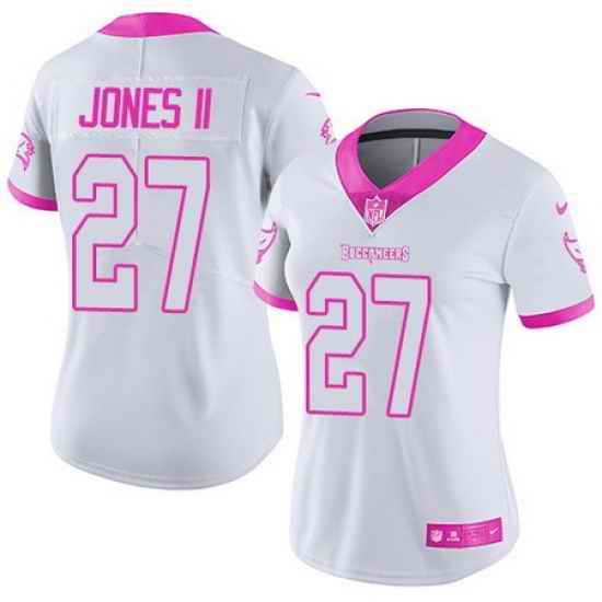Nike Buccaneers #27 Ronald Jones II White Pink Womens Stitched NFL Limited Rush Fashion Jersey